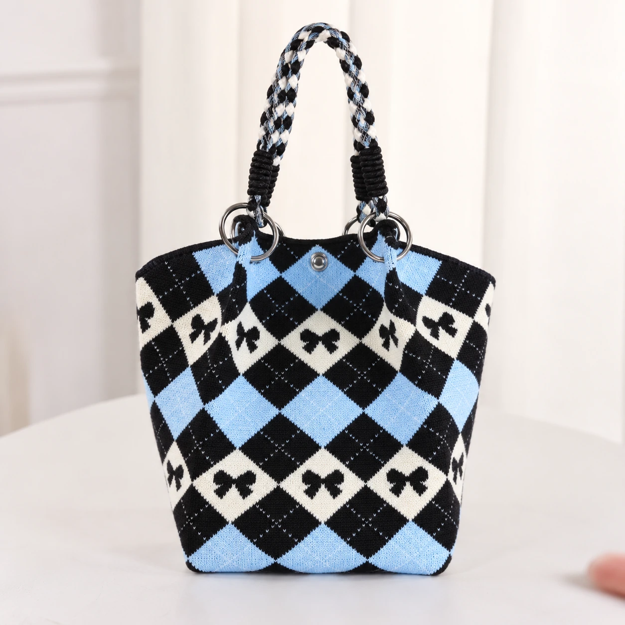 Blue Bow Argyle — AI-enhanced product image