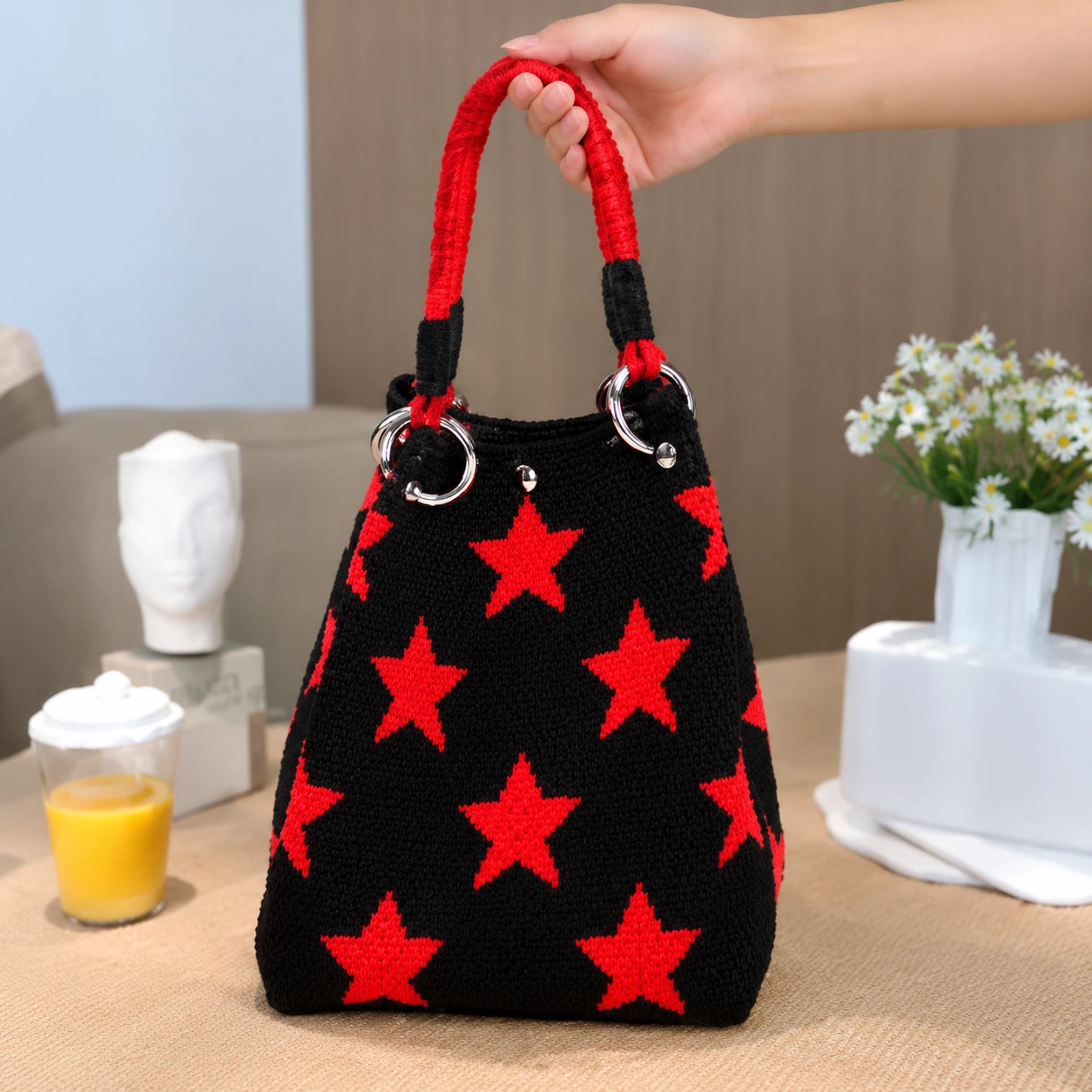 Noir Red Stars — AI-enhanced product image