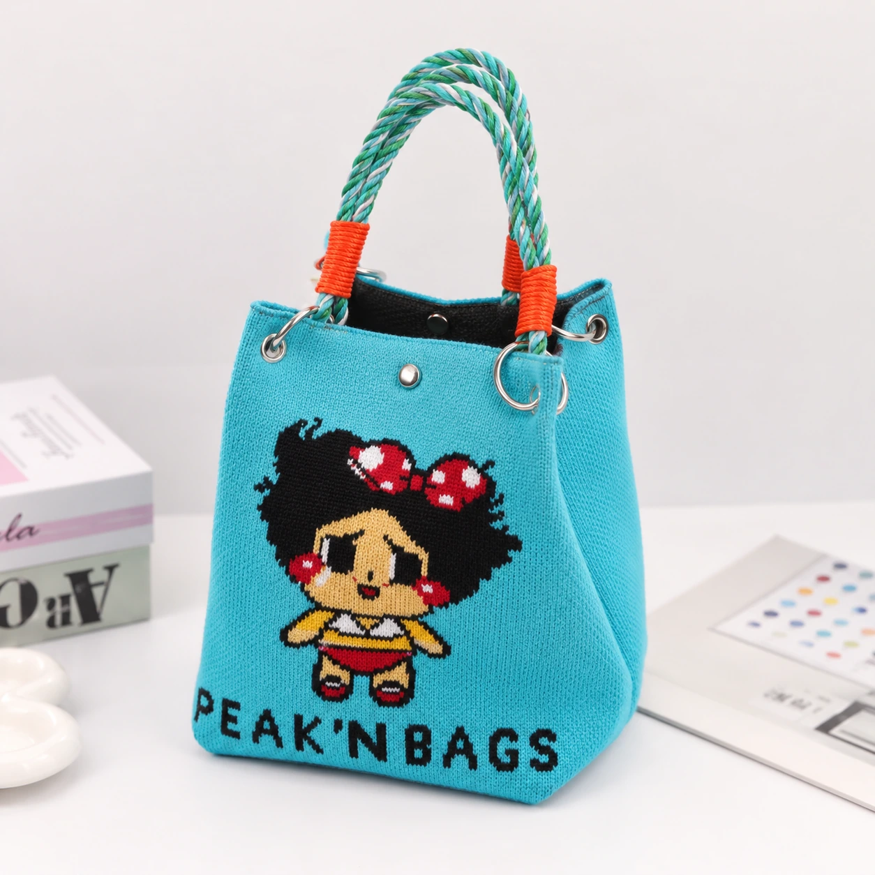 Teal Bow Girl — AI-enhanced product image